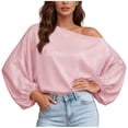 thumbnail image 2 of Neewe Womens Casual Off Shoulder Tops Long Sleeve Fashion Flowy Pullover Casual Fashionable Daily Outfits, 2 of 5