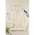thumbnail image 5 of Women's Beige Fleece Zip Up Hooded Jacket with Pocket | [ZhiHiMeRi] | (US 12-14)L, 5 of 12
