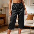 thumbnail image 2 of IMENGL Women's Wide Leg Pants Soft Satin Pajamas Loungewear Sleep Elastic Waist Silky Bottoms Trousers Loose Casual Cropped Pant for Womens,M-XXXL, 2 of 6