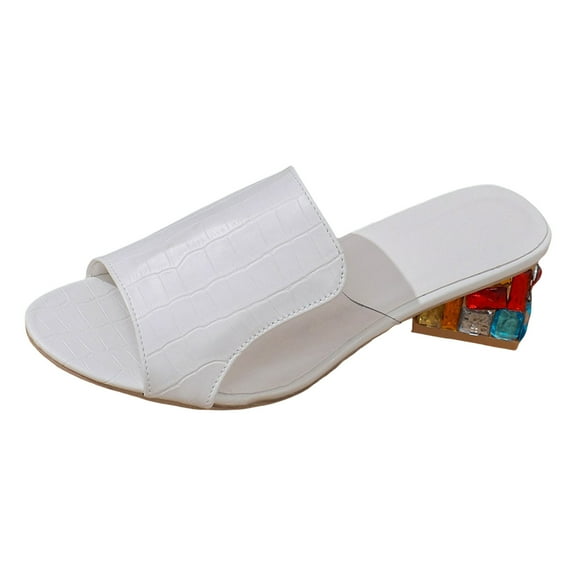 FhgihG Women Sandals Fashionable Color Blocking Thick Heel Square Heel Open Toe Breathable Comfortable Summer Casual Shoes