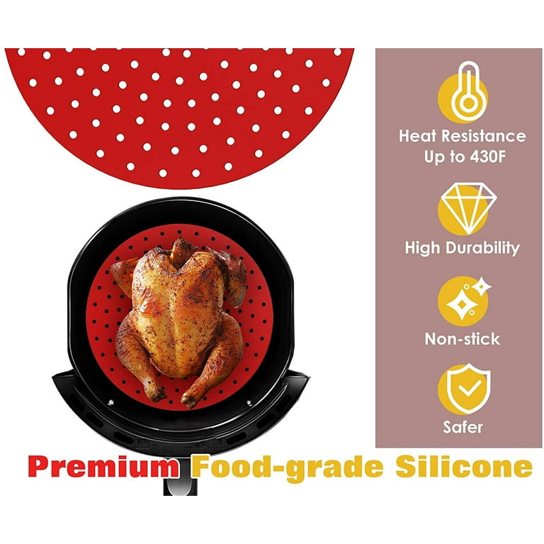 Nogis 2-Pack Reusable Air Fryer Liners, 8 Inch Round Air Fryer