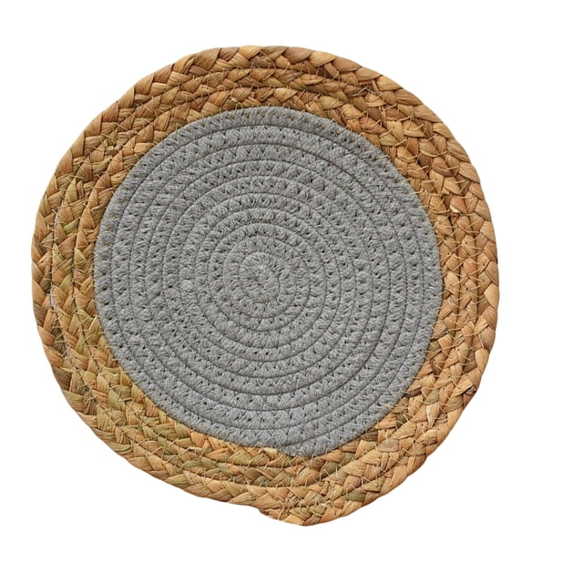 Matsuzay Tapete de redondo, posavasos, mantel Individual de aislamiento tejido de paja, decoración de escritorio de cocina de estilo nórdico de Mostrada línea gris claro 15cm Matsuzay HA083315-03