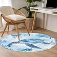 thumbnail image 5 of Round Area Rug 3ft, Watercolor Blue Marine Sea Turtle Non-Shedding Washable Area Rug, Summer Ocean Jellyfish Coral Non Slip Low-Profile Circle Rugs for Living Room, Bedroom Dining Room, 5 of 9