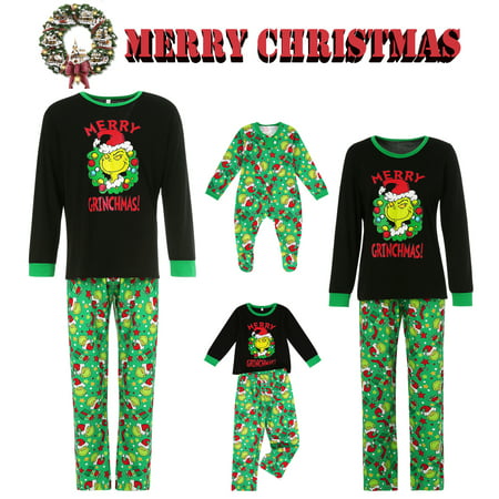 

Family Matching Christmas Pajamas Set Xmas Holiday Loungewear Sleepwear Set Green Elf PJS Outfit for Adult Kids Baby