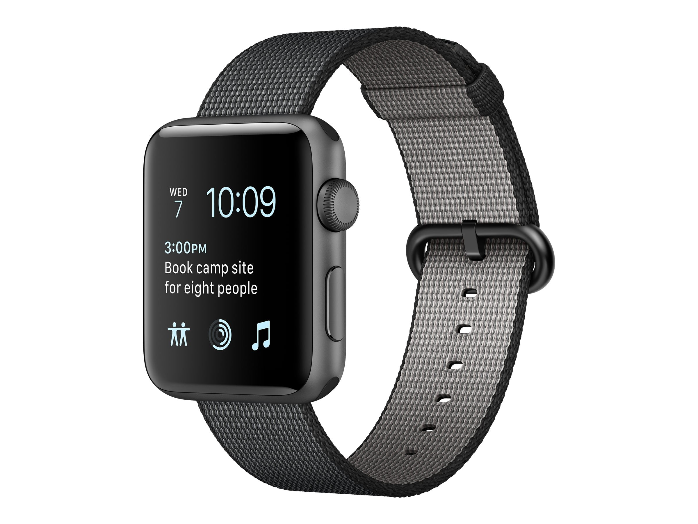 Apple Watch Series 2 - 42 mm - space gray aluminum - smart watch with band  - woven nylon - black - wrist size: 5.71 in - 8.46 in - Wi-Fi, Bluetooth -  