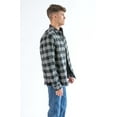 thumbnail image 4 of Black Quilted Plaid Shacket - Men's Long Sleeve Flannel Shirt Jacket, 4 of 4