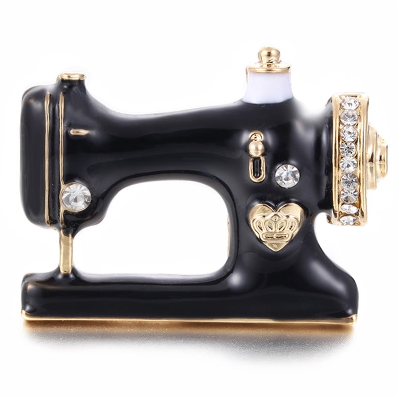 Sewing Machine Brooch Pin Black Enamel Brooch Collar Scarf Decoration
