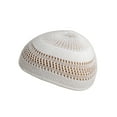 thumbnail image 3 of Candid Signature Cotton Kufi Beanie Lattice Weave Hats for Adult Men and Women's, White, 3 of 3