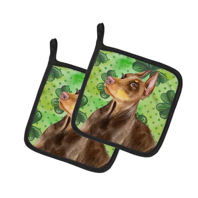 Carolines Treasures BB9883PTHD Doberman Pinscher St.Patricks Paire de Porte-Pot
