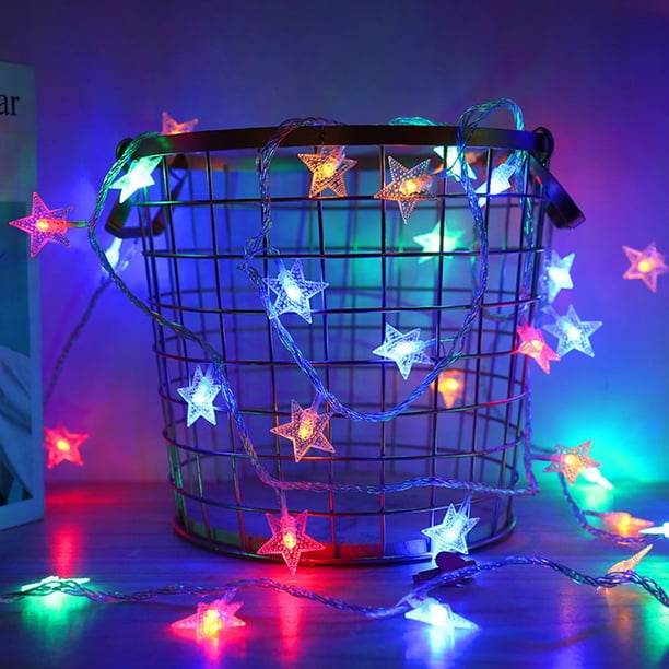 Caja de batería de estrella Cadena de luz Decoración de la habitación Fiesta de vacaciones de Navidad TFixol Luz de cadena