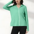 thumbnail image 6 of Fanxing Women's UPF 50+ Cooling Sun Shirt Sun Protection Hoodies with Mask Zip-up Cycling Fishing Jacket Green,S, 6 of 9