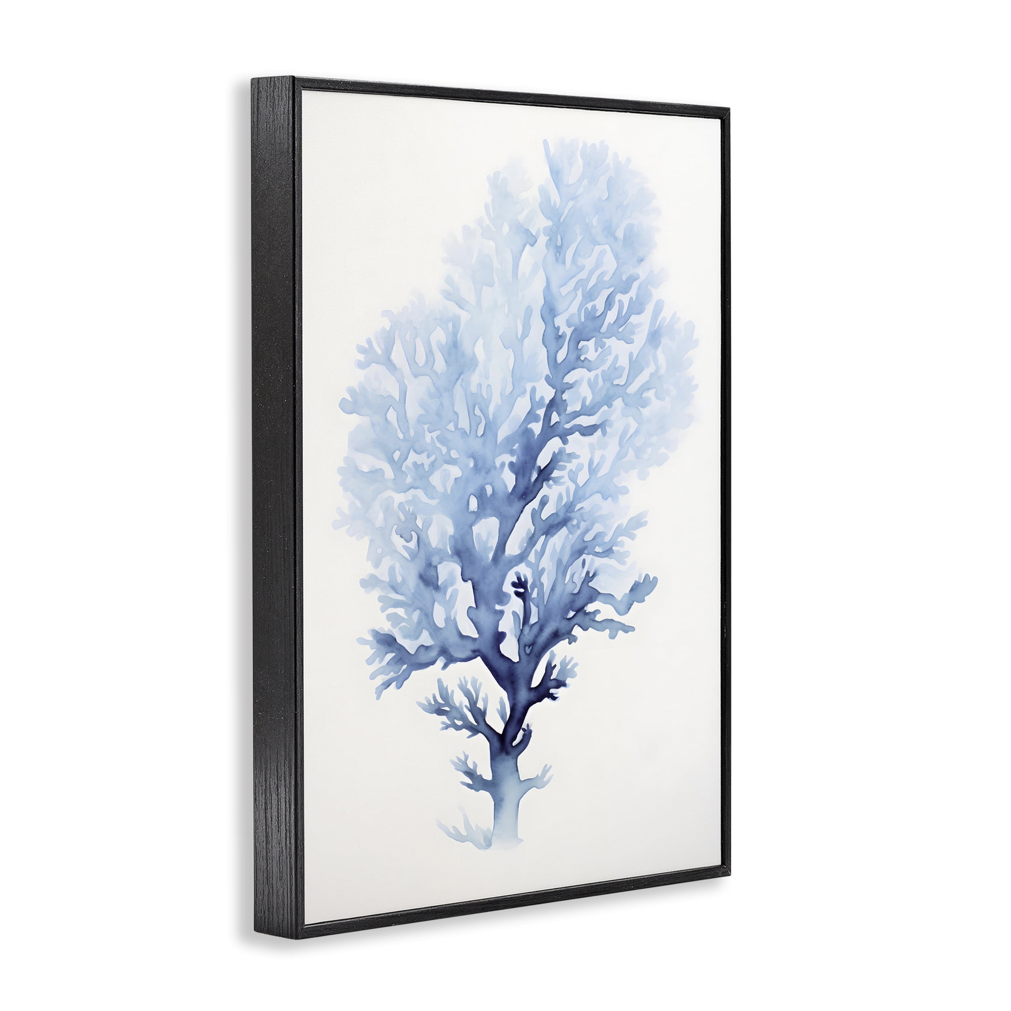 Stupell Industries Blue Coral Impression Animals & Insects Painting Black Framed Art Print Wall Art, 12 x 18