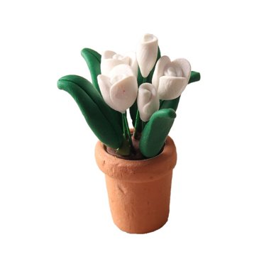 1:12 - 1\" Scale Dollhouse Miniature Potted Red Tulip Flower - Miniature...
