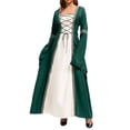 thumbnail image 5 of UPPADA Medieval Corset Dress Women Lace Up Ren Fair Dress Retro Peasant Victorian Ball Gown Halloween Costume Green,M, 5 of 8