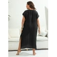 thumbnail image 4 of Vacation Beach Cover-up Plus Size Women's Hand Hook Contrast Stitching Deep V Slit Dress, 4 of 7