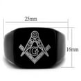 thumbnail image 2 of Anillo Color Negro Para Hombres de Acero Inoxidable Sencillo Logo Blanco Masonico, 2 of 4