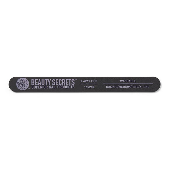 Lima de uñas BEAUTY SECRETS negra de 4 caras, de gruesa a extra fina