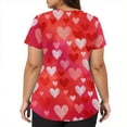 thumbnail image 5 of Dwralegc Valentines Day Tops for Women Short Sleeve T Shirts Love Heart Print V Neck Nursing Plus Size Tee Stretch Uniform Watermelon Red M, 5 of 5