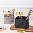 thumbnail image 5 of Escurridor de platos con organizador de múltiples compartimentos para cocina al aire libre, escurridor de cubiertos de metal con recubrimiento en polvo con un elegante acabado negro y diseño de, 5 of 5