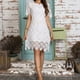 thumbnail image 1 of Puntoco Moda Para Mujer Color Sólido Cuello Redondo Suelto Encaje Empalmado Vestido Hueco Falda Manga Corta Vestido De Cuello Redondo Blanco M,Regalos Para Mujer Joven, 1 of 9