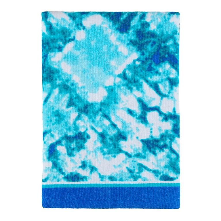 Mainstays Cotton Blend Blue Tie-Dye Beach Towel, 34