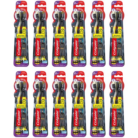 Pack of (12) Colgate Kids Extra Soft Toothbrush with Suction Cup, Twin Pack - Batman