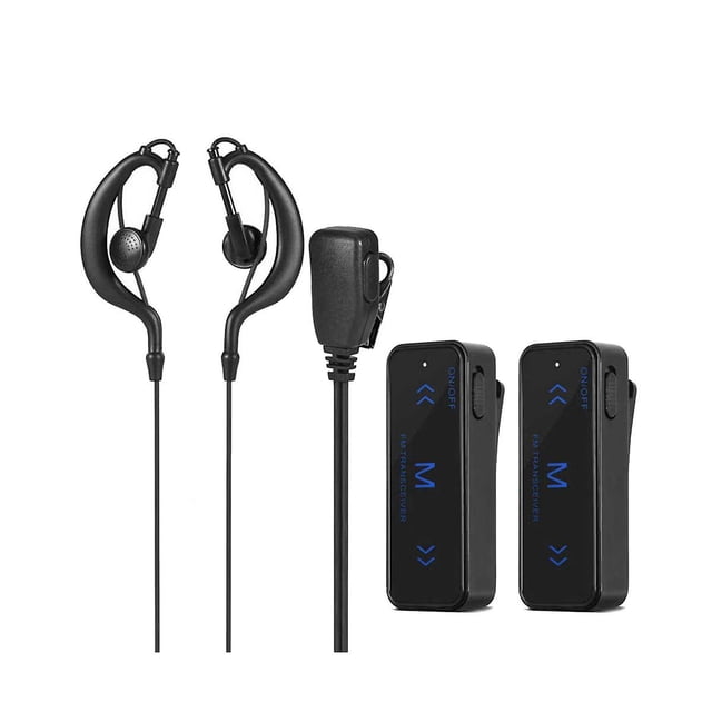 2 uds Mini Walkie Talkie 400-470MHz Radio bidireccional 3W transceptor auricular orejera alimentado por USB negro