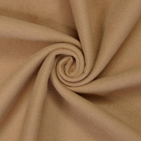 Wool Fabric Brushed Coating 59" Inches Wide Soft By The Yard Medium Heavy Weight (Khaki)