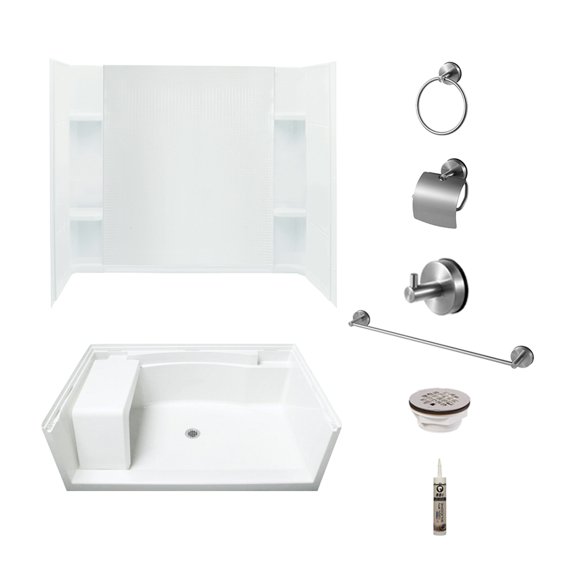Sterling KSA-72290100-N Seated Shower Kit with Accessory Kit in White/Nickel