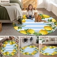 thumbnail image 5 of Summer Lemons Round Area Rug 6Ft Washable Circle Rugs for Bathroom Office, Fruits White Flowers Farm Blue White Stripes Non-Slip Carpet Floor Mats Indoor Outdoor Carpet Runner Aesthetic Home Decor, 5 of 8