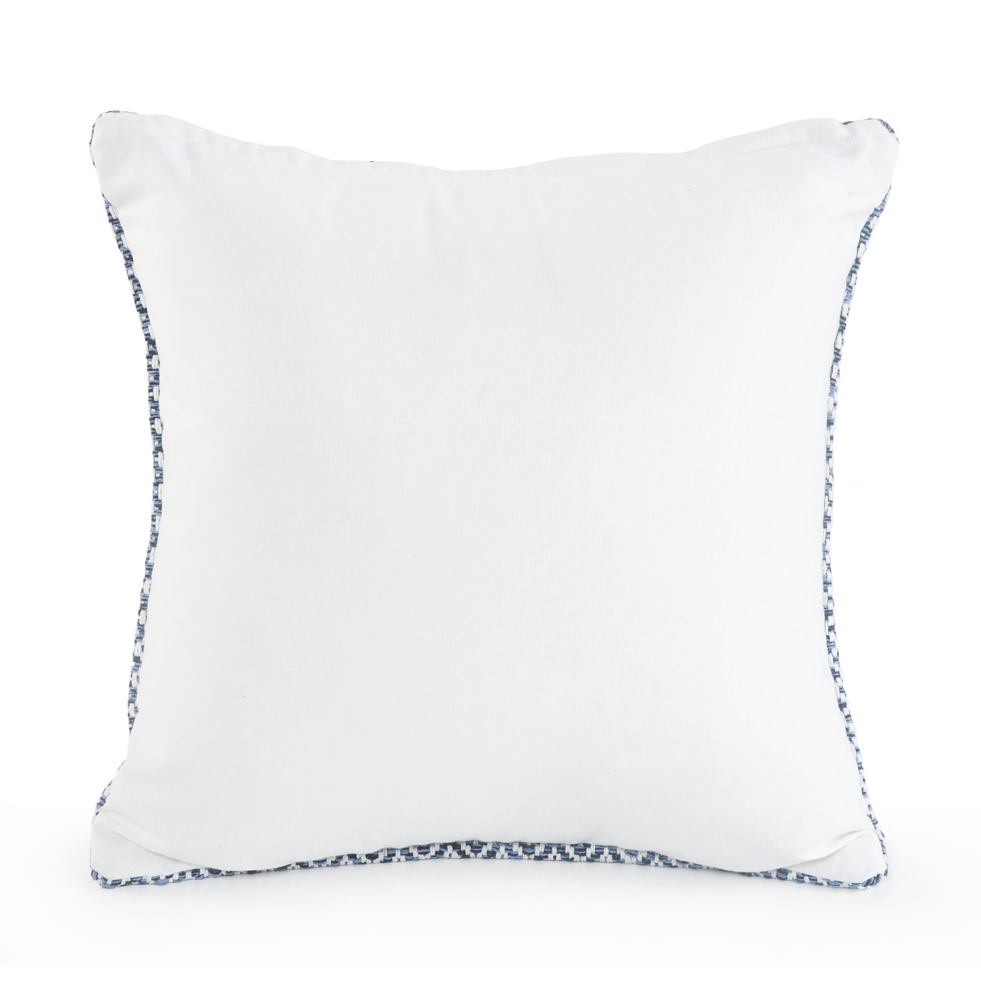 Laddha Home Designs Handwoven Geometric Square Throw Pillows - 18" - Navy Blue and White - Set of 2