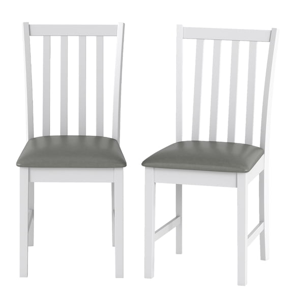 Giantex Wooden Dining Chairs Set of 2, Armless Chairs w/Faux Leather Upholstery, White