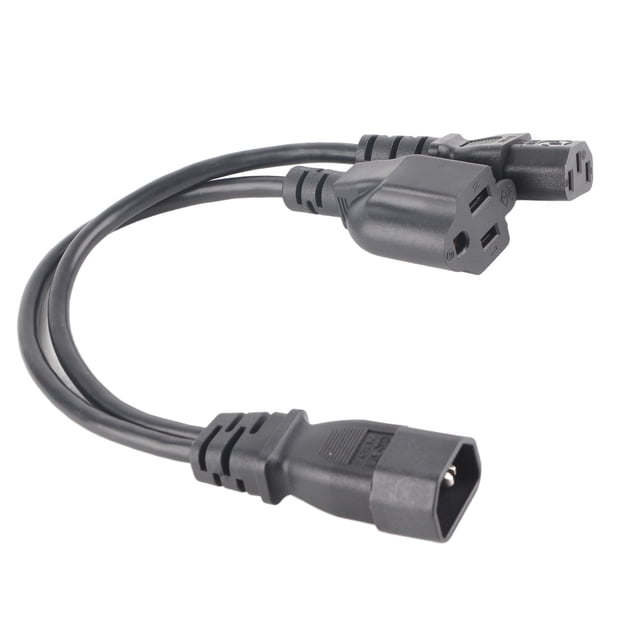 Cable de alimentación divisor en Y C14 macho a C13 Nema 5‑15R hembra, 1 entrada, 2 salidas, 10 A, 250 V, resistente al agua