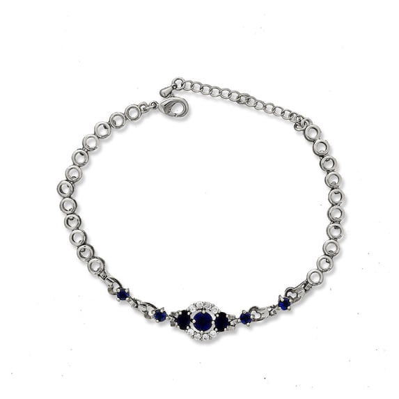 Kaash Customs Silver Plated Round Shape Adjustable CZ Anklet Bracelet Best Summer Jewelry for Women and Girls Perfect Gift for Her