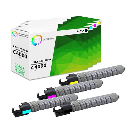 TCT C4000 Toner Cartridge 4 Pack - Premium Compatible Replacement for Aificio 841284 841287 841286 841285