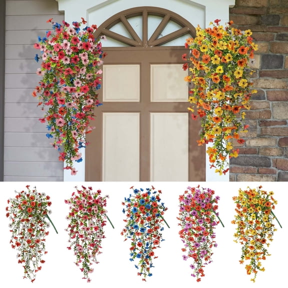 Artificial Flowers Violet and Orchid Wall Hanging Silk Flower Garland for Outdoor Garden Wedding Photography Backdrop Home Decor Fence Vine by PALIFEUR