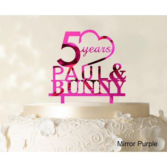 Happy Birthday Cake Topper Csutom Name Mirror Purple Cake Topper Cake Decoration Color Option Available 6-7 Inches Wide