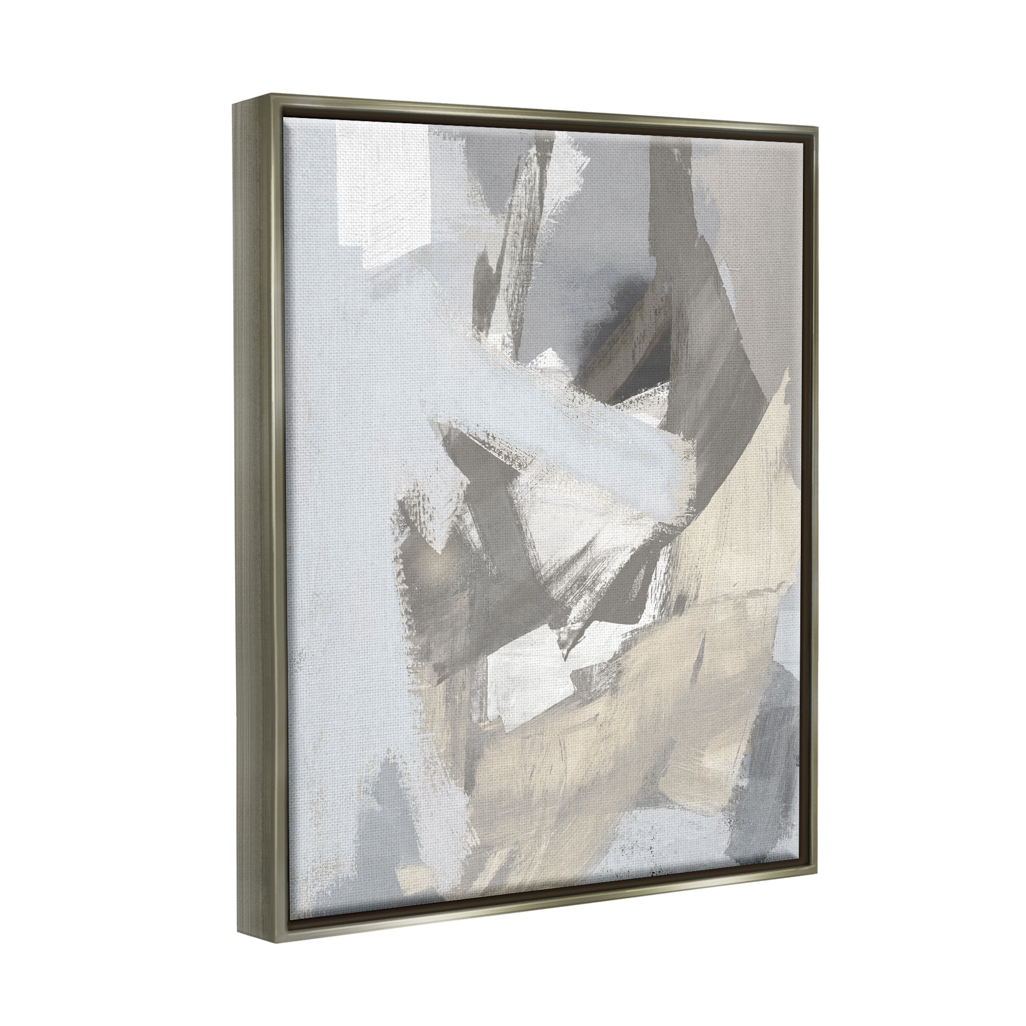 Stupell Industries Chaotic Grey Abstraction Abstract Painting Gray Floater Framed Canvas Art Print Wall Art, 17 x 21