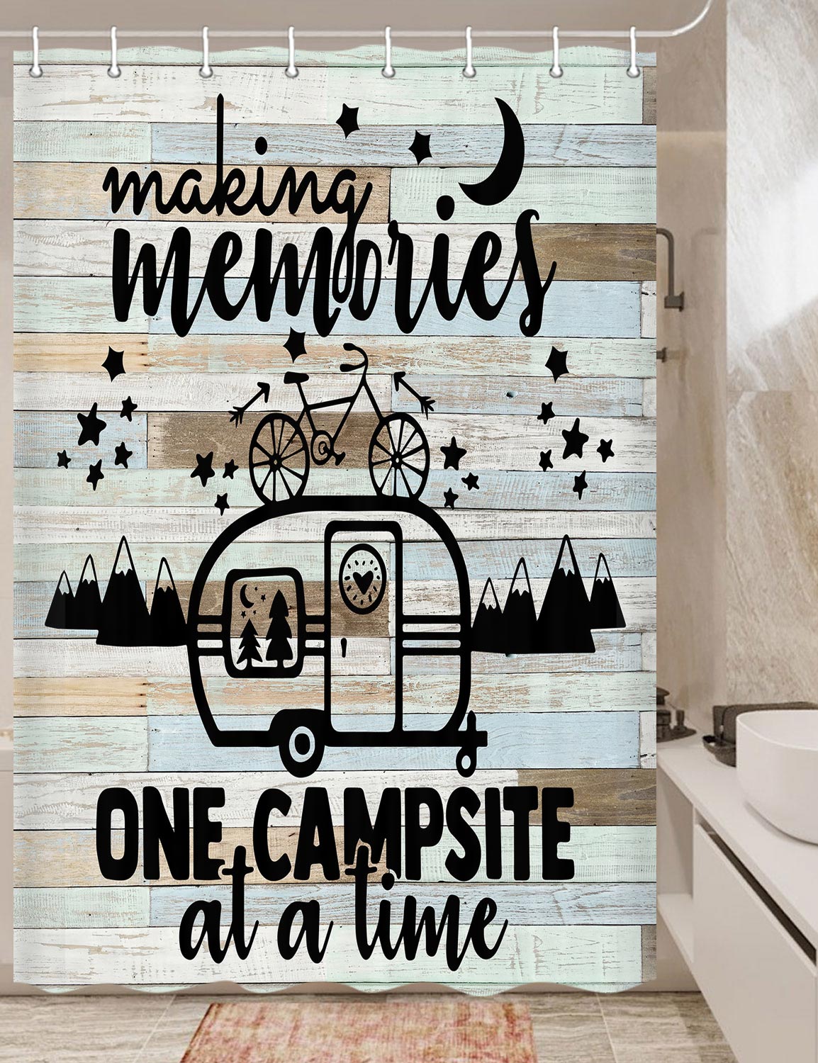 RV Shower Curtain, Camper Shower Curtain, Happy Camper Bathroom