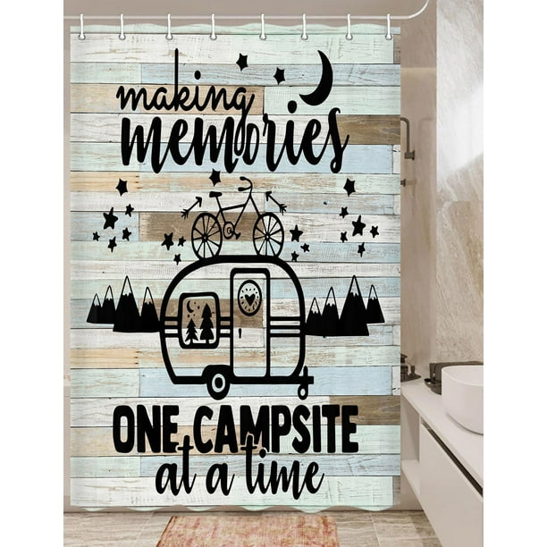 RV Shower Curtain, Camper Shower Curtain, Happy Camper Bathroom