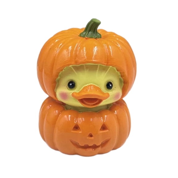Halloween Pumpkin Duck Resin Figurine, Cute Cartoon Duck in Pumpkin Decor Statue, Mini Tabletop Ornament for Home Desktop, Halloween Party Decor & Holiday Gift