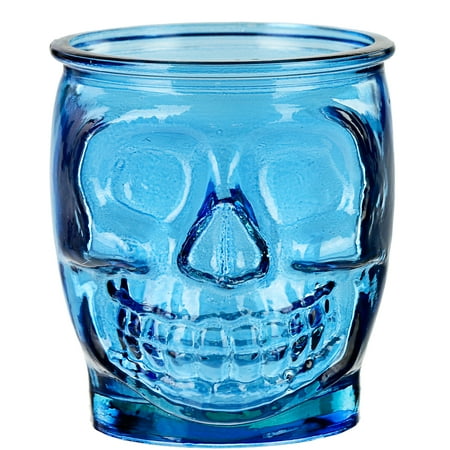 5.75 Ounce Glass - Couronne Co Sugar Skull Glass Tumbler, G2347-P, 5.75 inches tall, 15.2oz ounce capacity