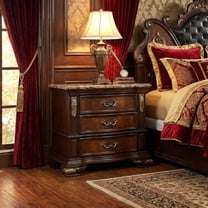 Furniture of America Fleura Traditional Adult 3-Drawer Nightstand, Dark Cherry and Oak