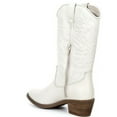 thumbnail image 3 of Steve Madden Hayward Leather Block Heel Round Toe Western Boots White Leather (6, White Leather), 3 of 6
