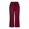 thumbnail image 4 of Capris for Women Casual Summer Dressy,Loose Linen Pants Elastic High Waisted Loose Yoga Sweatpants Crop Pants with Pockets, 4 of 6