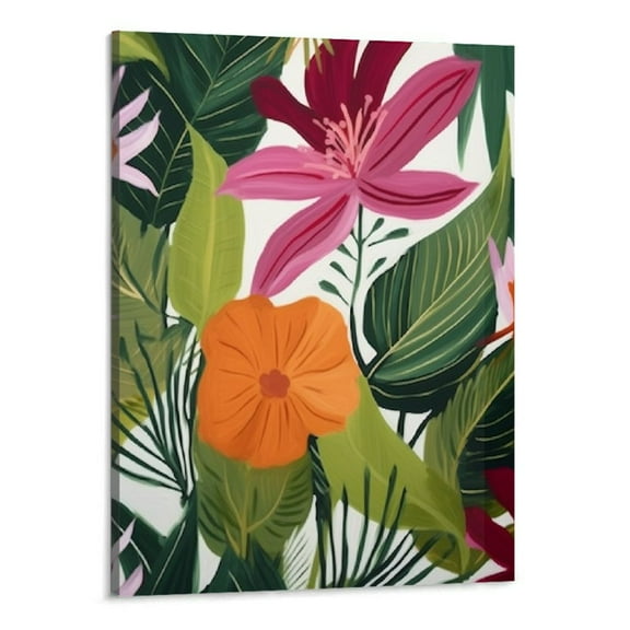 Shiartex  Abstract Nature Wall Art Home Decor Paintings Colorful Tropical Floral Plants & Leaves Canvas Hanging Prints for Office Kitchen Living Room -16x20 Inch