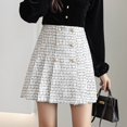 thumbnail image 5 of Youmylove Plaid Skirt For Women Pleated 2023 Fall Winter High Waist A-Line Wool Mini Skirt Casual Versatile Beach Trendy, 5 of 6
