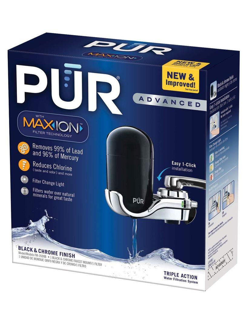 Pur Blackchrome Advanced Vertical Faucet Mount Water Filter 