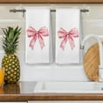 thumbnail image 4 of 2PCS Pink Bow Gifts Kitchen Dish Towels, Bows Lover Gifts for Women Wife Mom, Pink Preppy Bathroom Decor, Trendy Hand Towels Kitchen Tea Towels Decorations, 16x24inch, 4 of 6