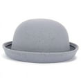 thumbnail image 4 of Trendy Women Solid Color Bowler Derby Wool Felt Hat, 4 of 5